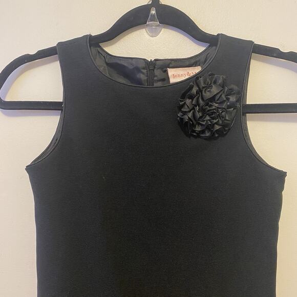 Jennie & Me Girl 10 Holiday Festive Party Dress Black Ruffle Bow Flower Slevless - Picture 6 of 8